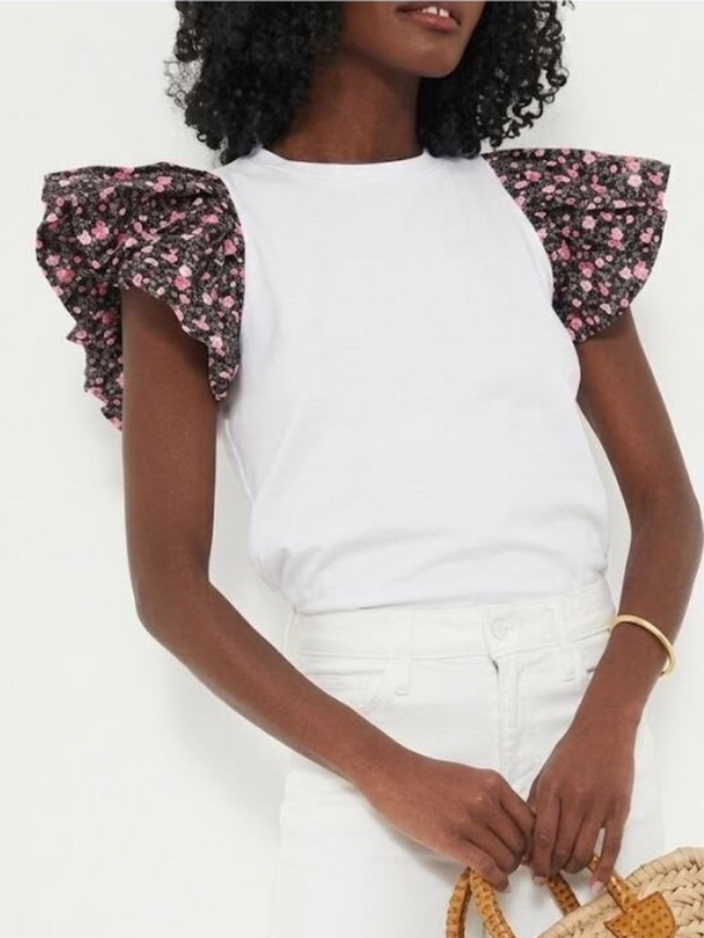 Tuckernuck Hyacinth House Floral Puff Sleeve Shelby Tee in Pink Black